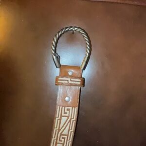 Brown Leather Belt with Silver Buckle